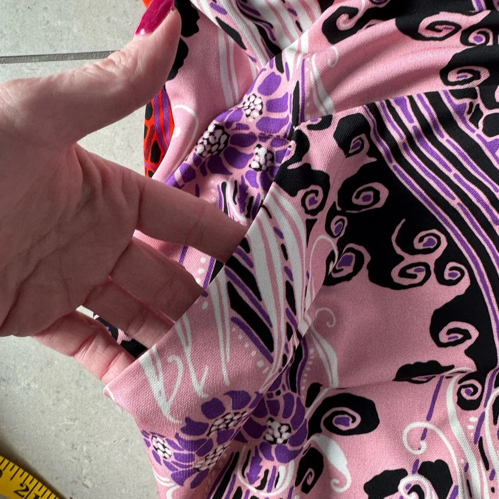 Roberto Cavalli Pink, Black & Purple Printed V-Neck Dress - Picture 8 of 10